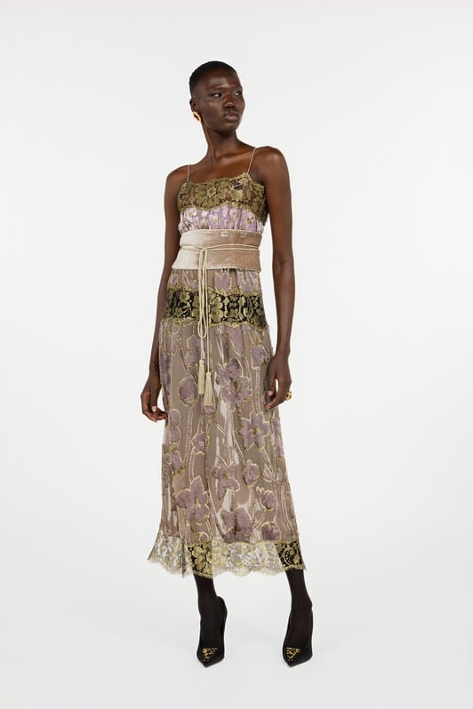 RC Nude And Lilac Dress With Floral Pattern RC Nude And Lilac Dress With Floral Pattern NUDE/LILLA VWT140-FC007