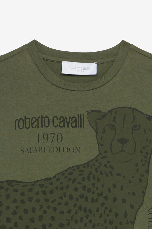 JU T-Shirt Safari Edition Con Ghepardo Verde UJT60F-JD001