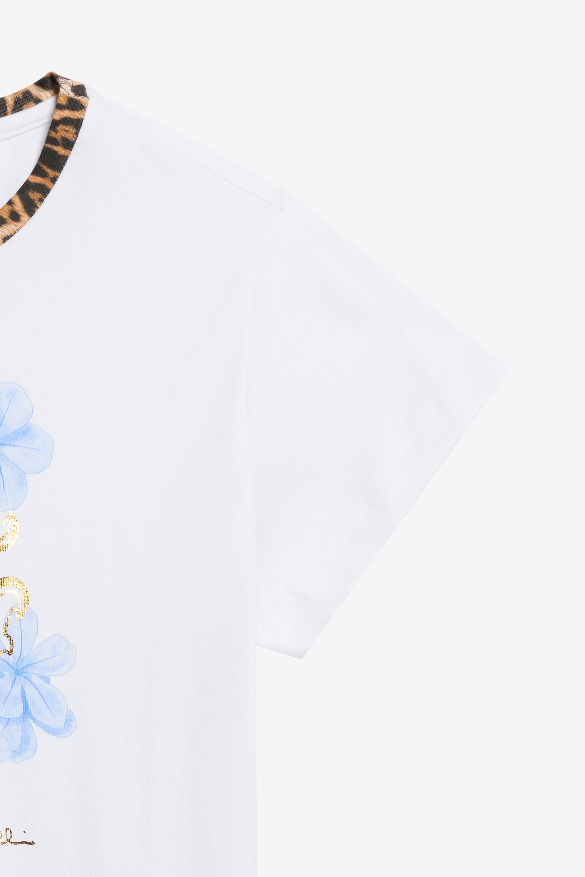 JU T-Shirt mit RC-Blumenlogo und Leoparden-Detail JU T-Shirt mit RC-Blumenlogo und Leoparden-Detail OPTICAL WHITE WJT60Q-JD001