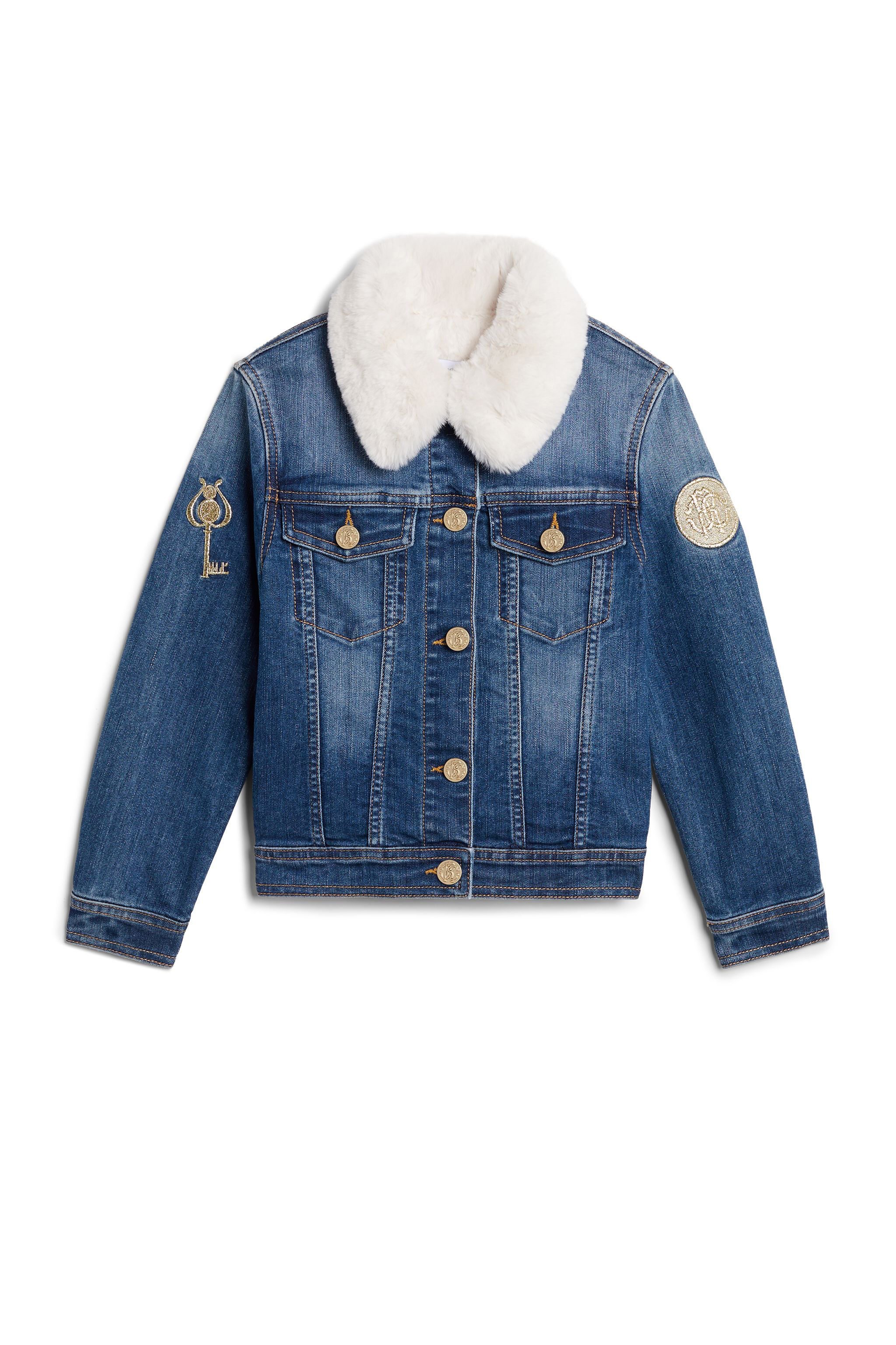 JU Eco fur collar denim jacket LIGHT BLUE JJJ400-DS029