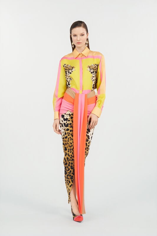 RC Silk Shirt with Pop Horse Print YELLOW WQT704-OZR33