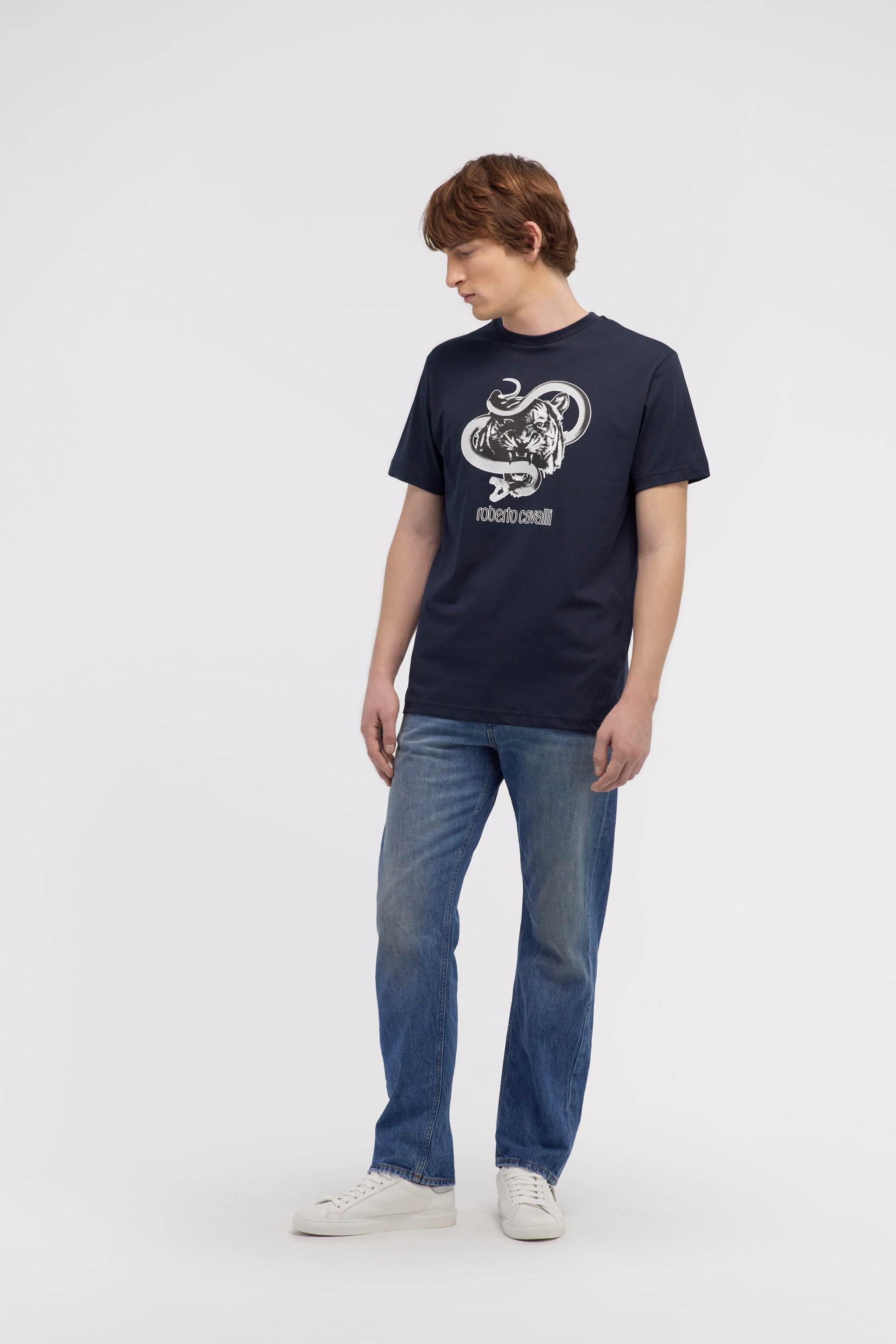 RC T-shirt with Jaguar and Snake prints Dark blue NOT60J-JD060