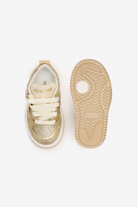 JU Glittery Sneakers With RC Monogram GOLD TJS02T-PZJ50