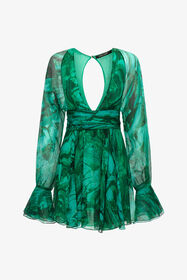 ${brand} Malachite Print Silk Mini Dress ${colorDescription} ${masterID}