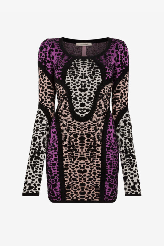 RC Animal print panelled minidress Purple QKM104-MI150