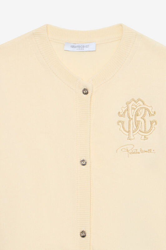 JU Cardigan Jaune Clair Avec Monogram RC MILKY WHITE UJM60B-MG001