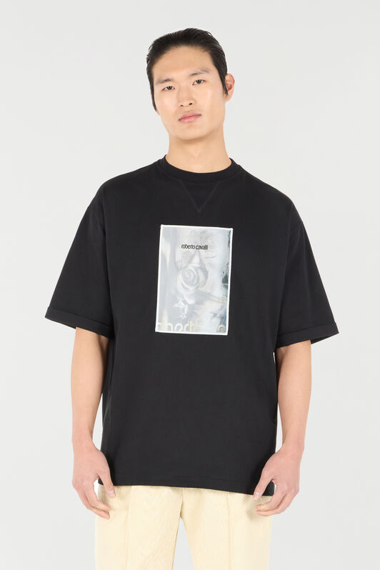 RC T-Shirt mit Print Rose und Logo Schwarz URT62Q-KB031