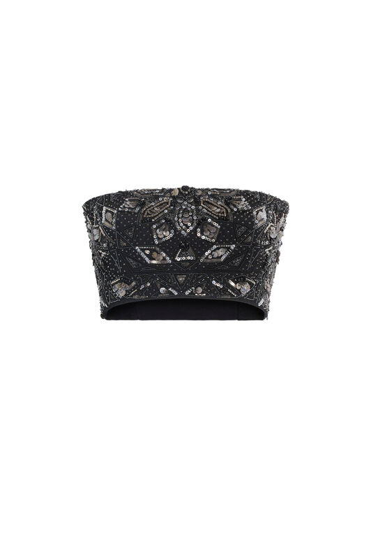 RC Sequin embroidered crop top Negro IWR621-JJ050