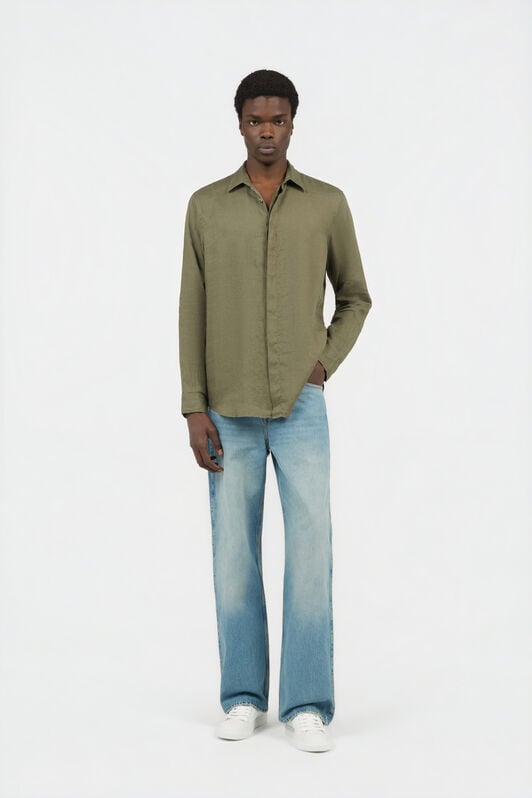 RC Chemise en Lin Vert Militaire BROWN SOT70M-LG032