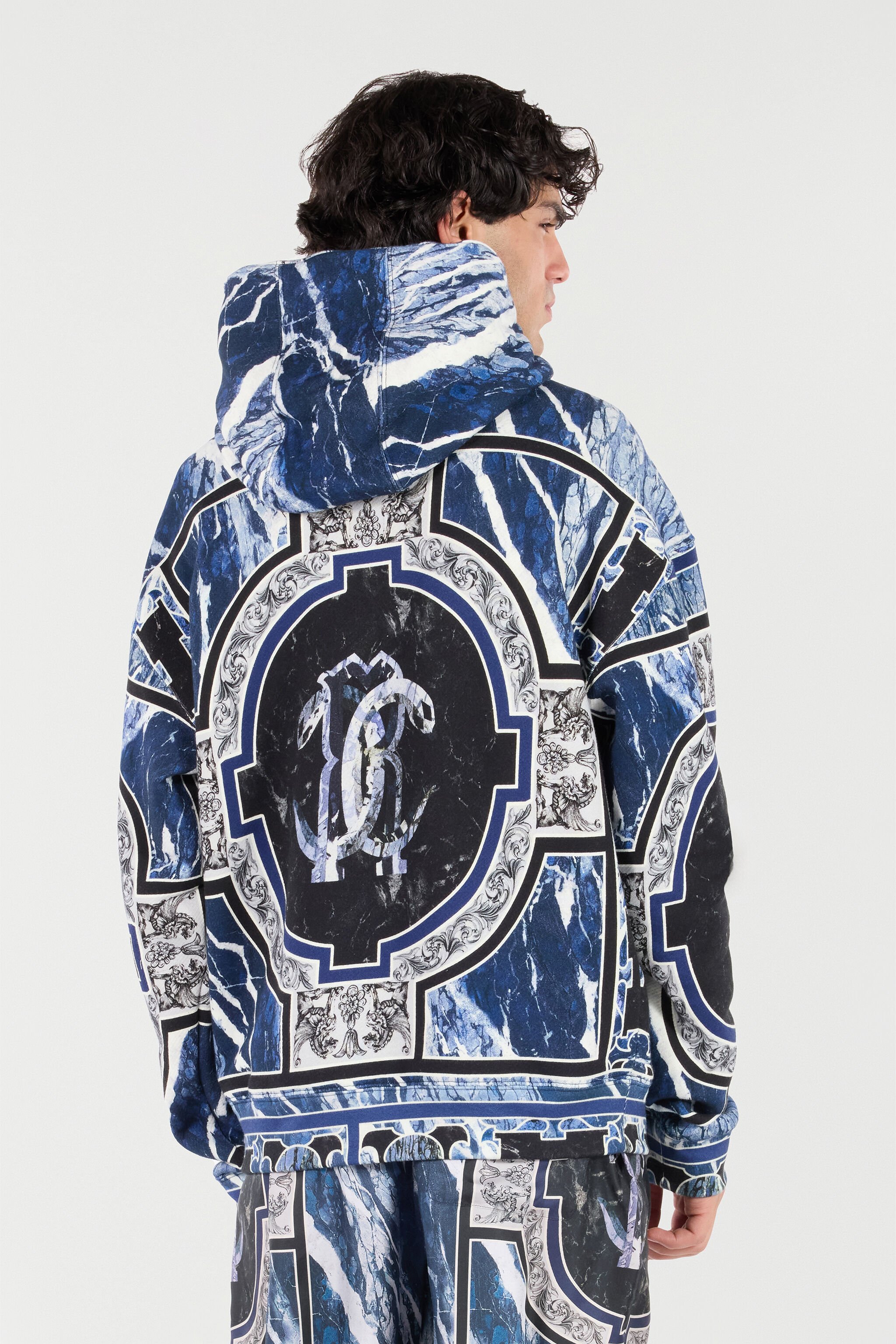 RC Sweatshirt With Marble Print And Embellishments Dark blue URT69A-5ON66