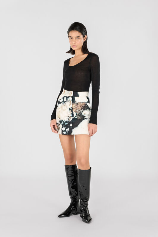 RC Marble print mini skirt Black/White TWT303-9MN18