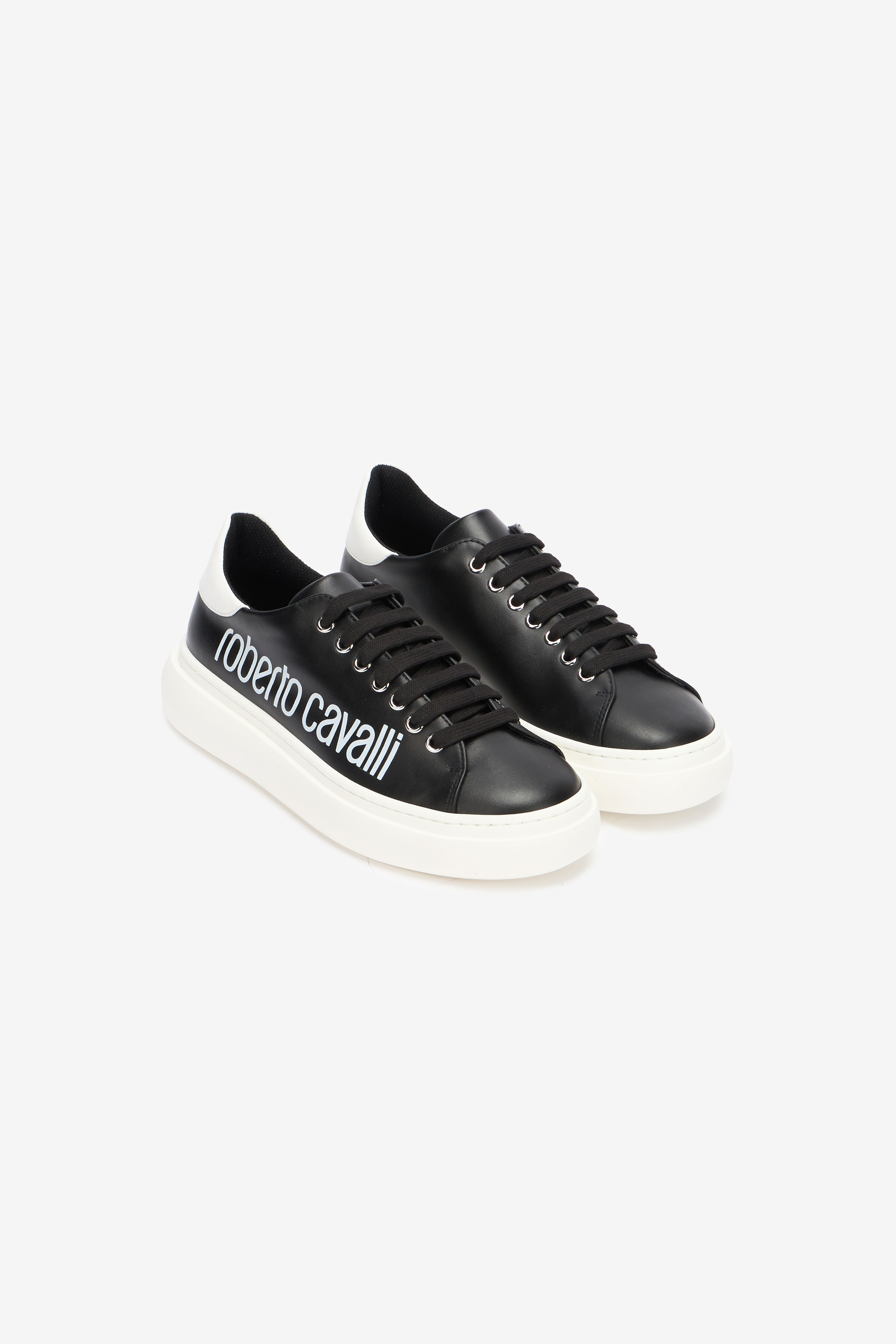 RC Black Leather Sneaker With Logo BLACK/WHITE QOS01I-PZO16