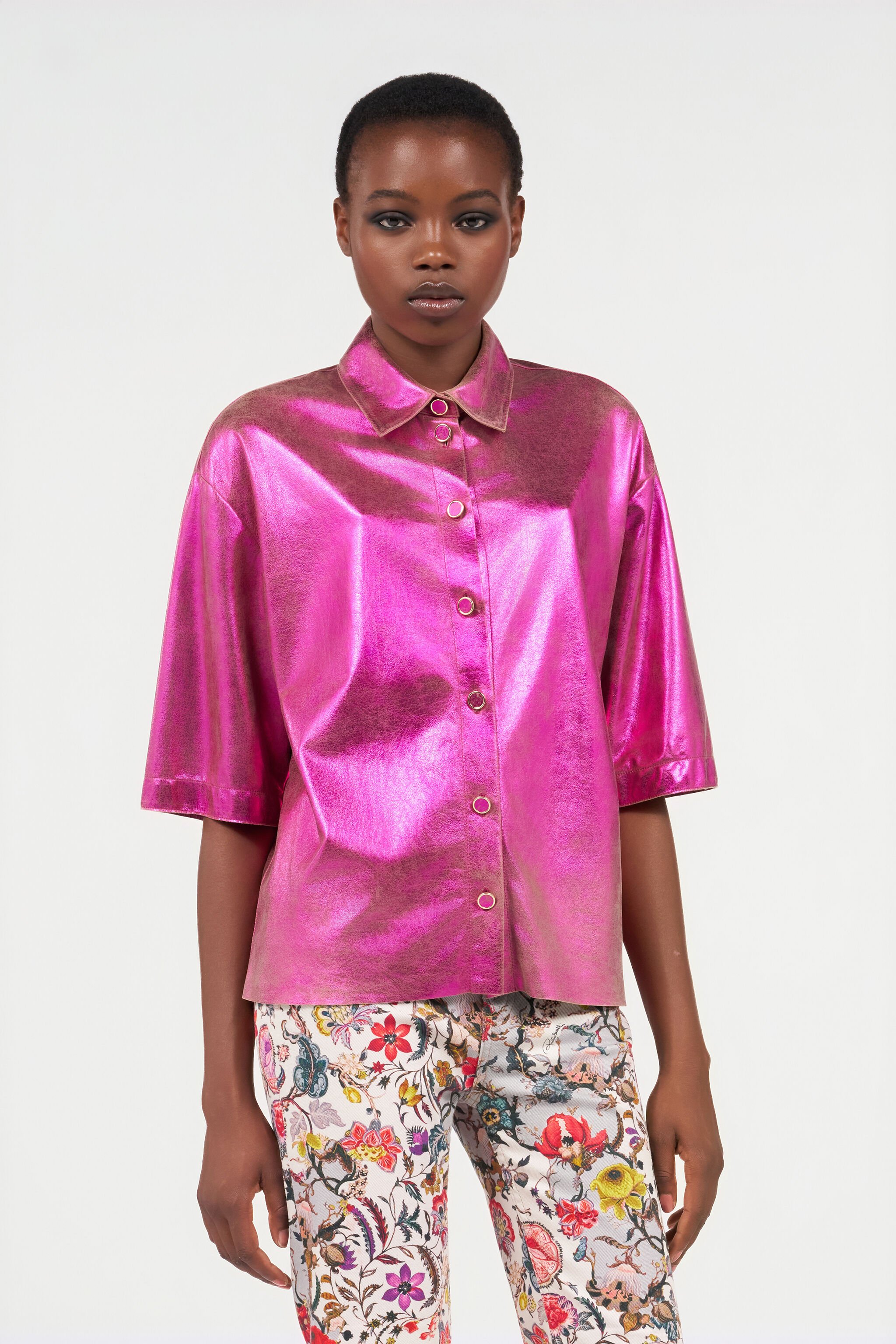 RC Shiny Lurex Shirt SAND/FUCHSIA WQP700-PC004