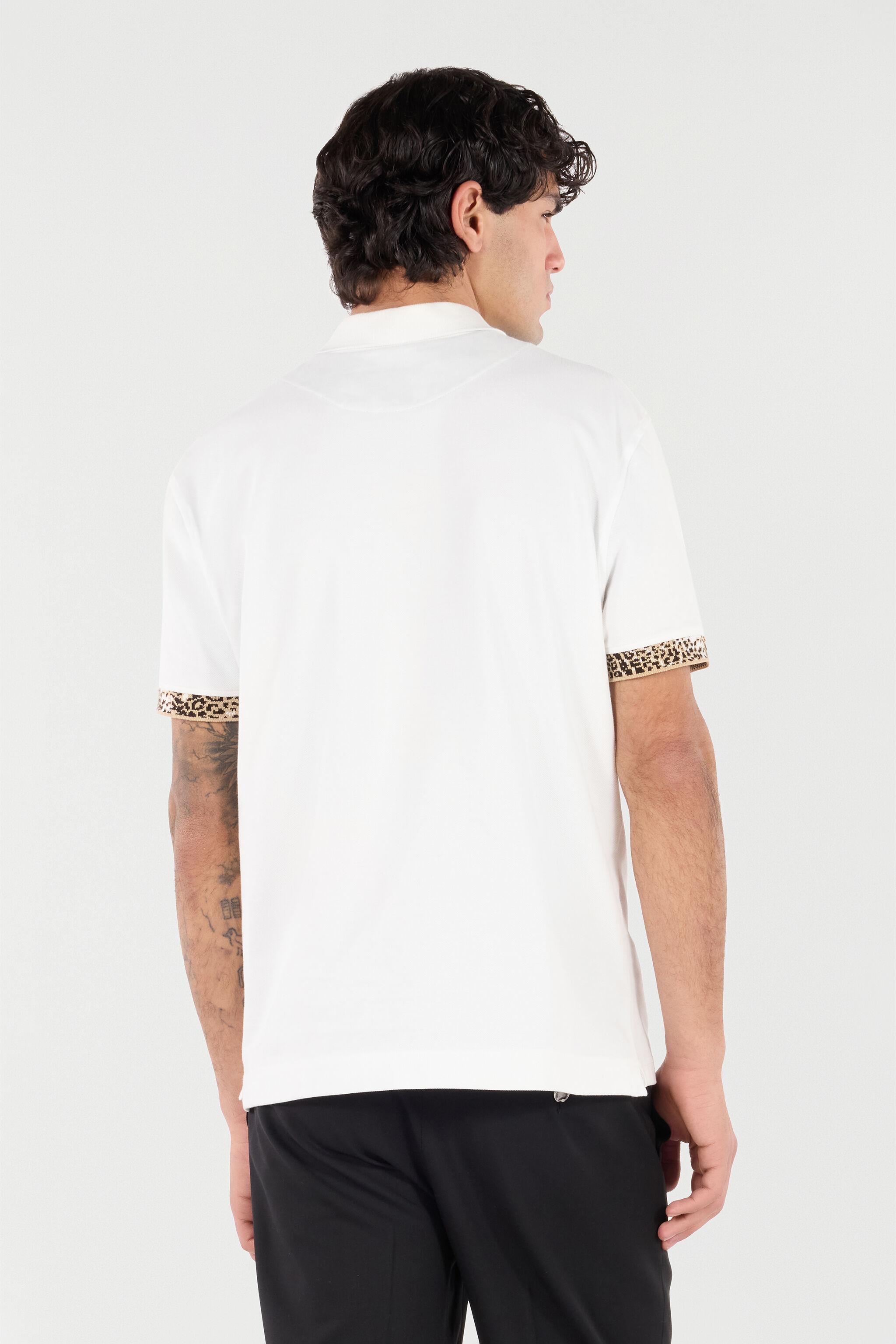 RC Polo Shirt with Jaguar Skin Details White VRT64A-KB002