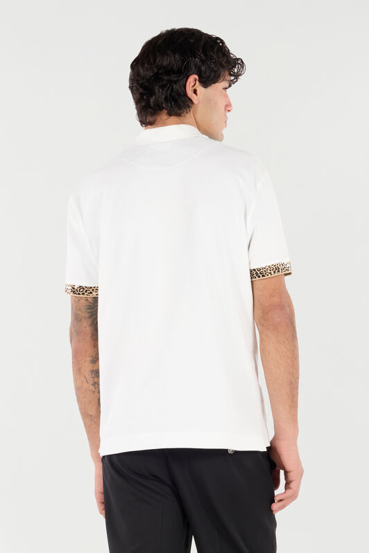 RC Polo Shirt with Jaguar Skin Details RC Polo Shirt with Jaguar Skin Details White VRT64A-KB002