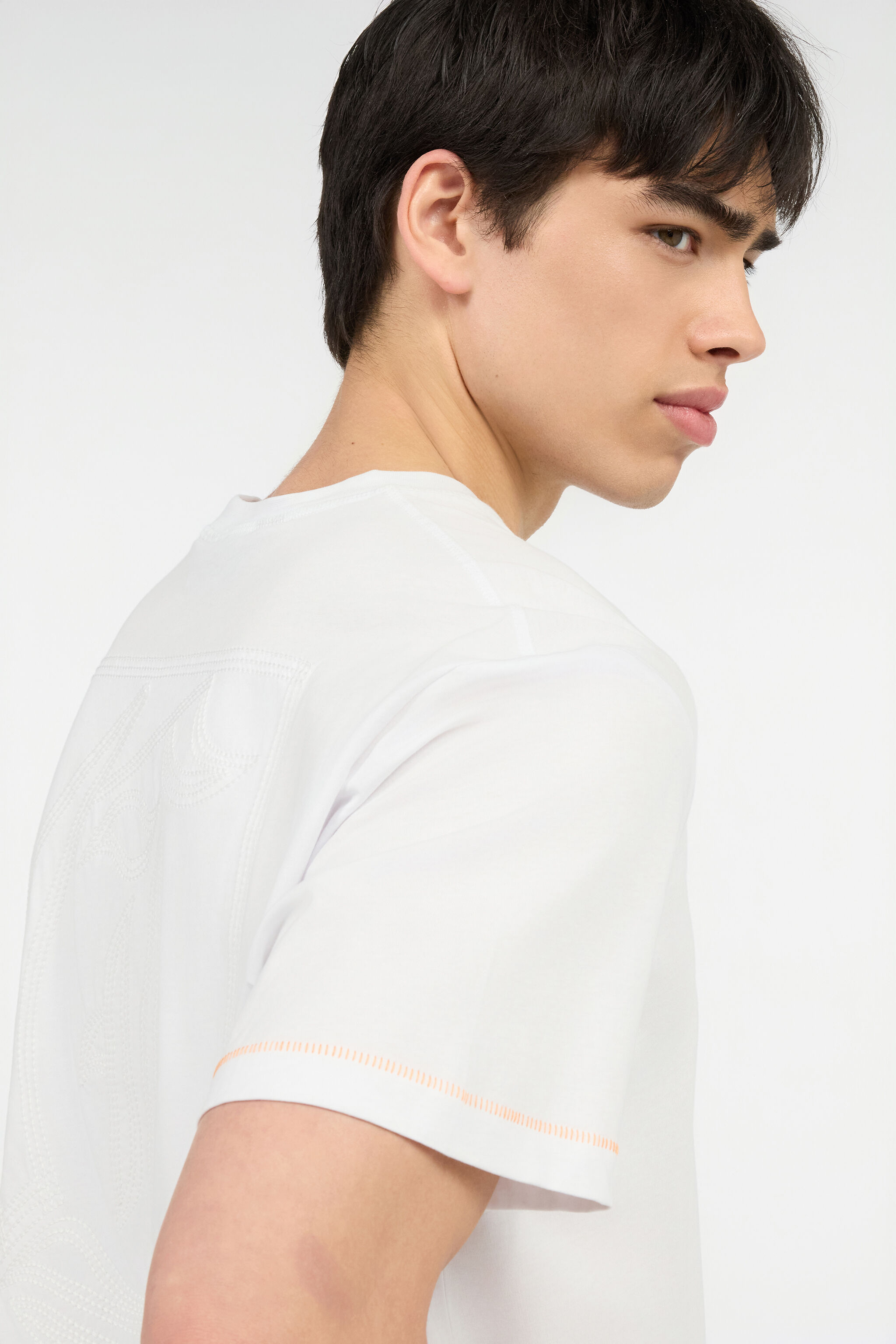 JC T-Shirt With JC Monogram And Contrasting Topstitching WHITE UFT037-UF057