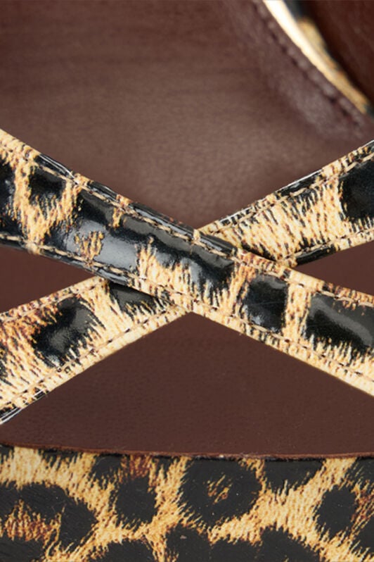 RC Leather Sandals with Leopard Print NATURAL WKS010-PZS02