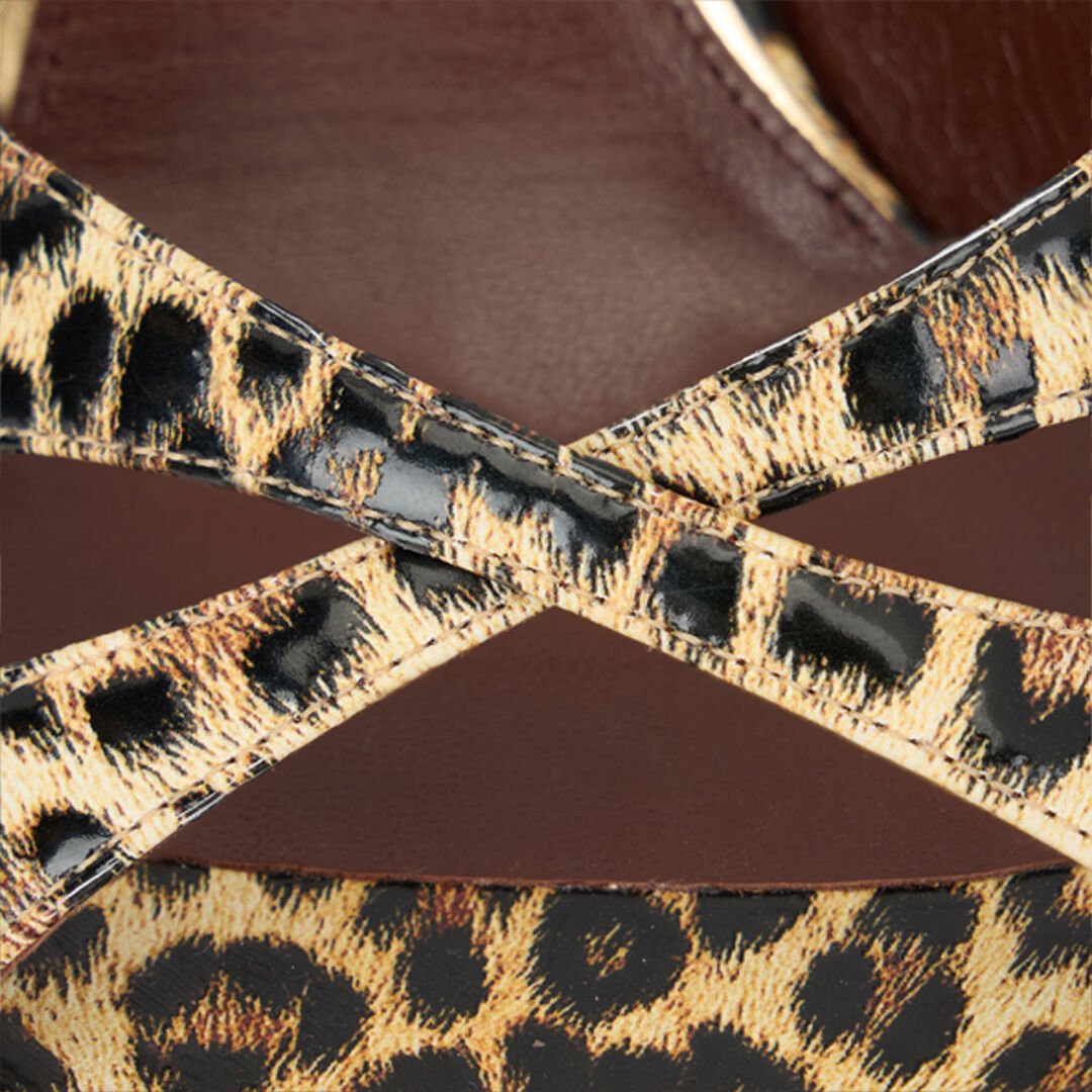 RC Leather Sandals with Leopard Print NATURAL WKS010-PZS02