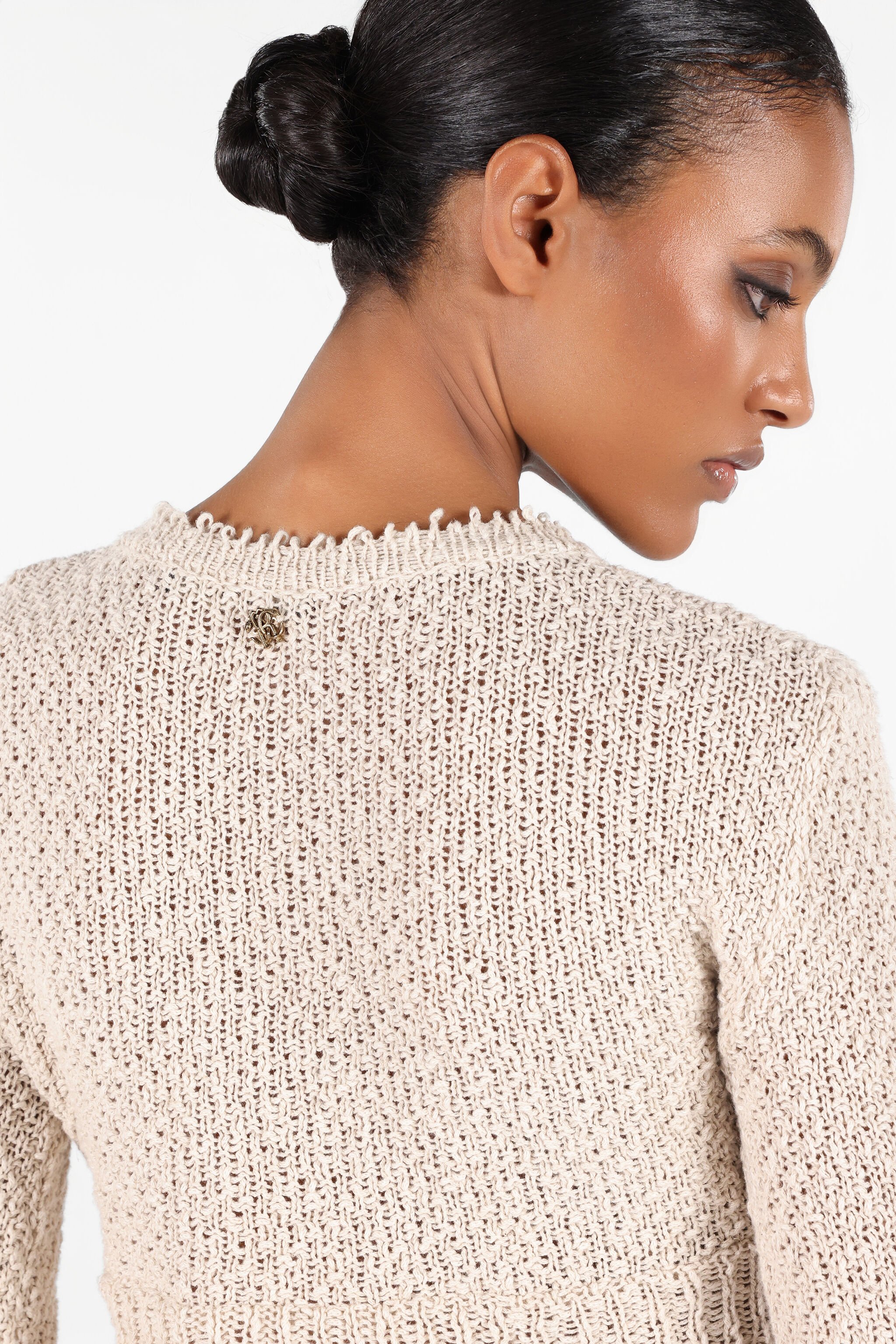 RC Kurze Strickjacke mit goldenen Knöpfen Hellbraun UWM900-ME005