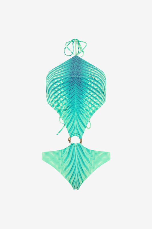RC Trikini With Optical Glass Print And Snake Ring Light green UKW007-HVN74