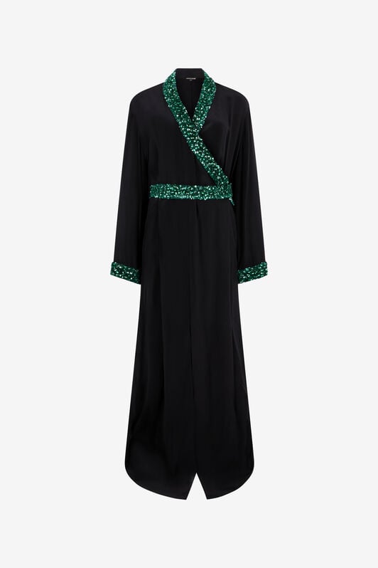 RC Seiden-Maxikleid mit verziertem Detail NERO/VERDE VWR197-SY001