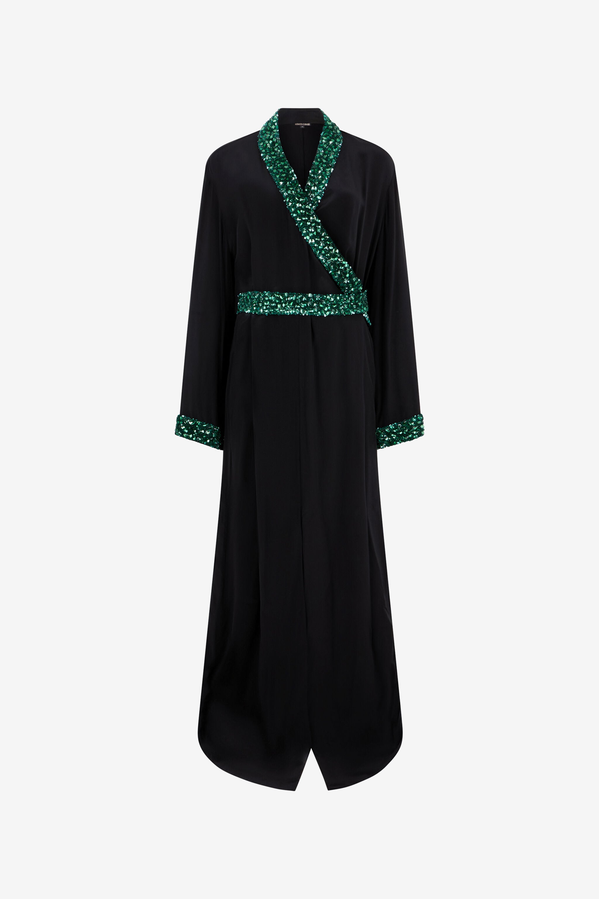 RC Seiden-Maxikleid mit verziertem Detail NERO/VERDE VWR197-SY001