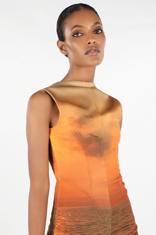 RC Sunset Print Short Dress Orange UWT113-JMN97