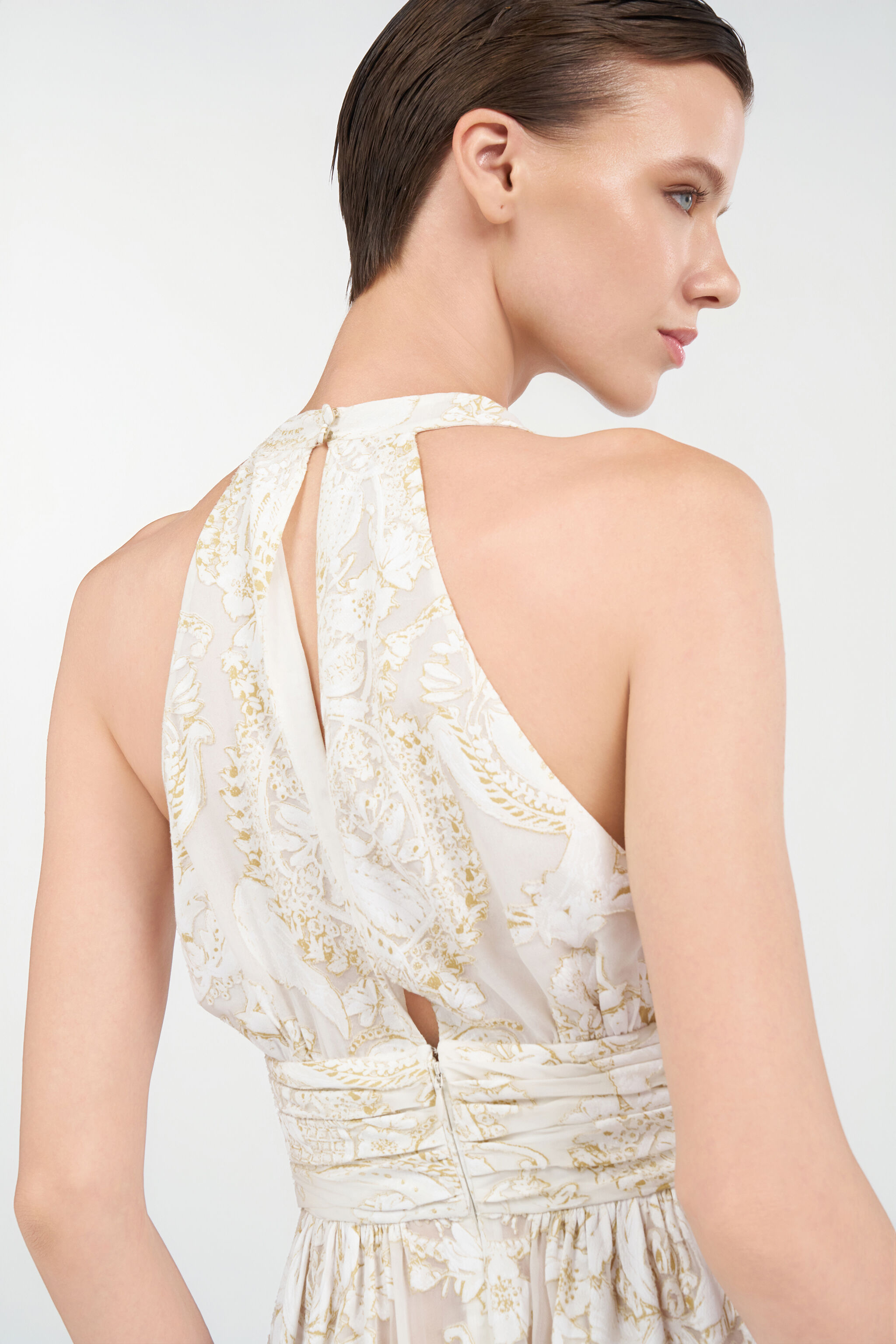 RC Mini-Kleid mit ornamentalem Muster in Weiß WHITE WQT107-SLR36