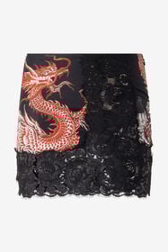 ${brand} Silk Mini Skirt with All-Over Dragon Print ${colorDescription} ${masterID}