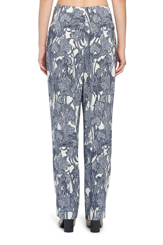 RC Iris print straight leg trousers IVORY/DARK NAVY HQT211-ORM05