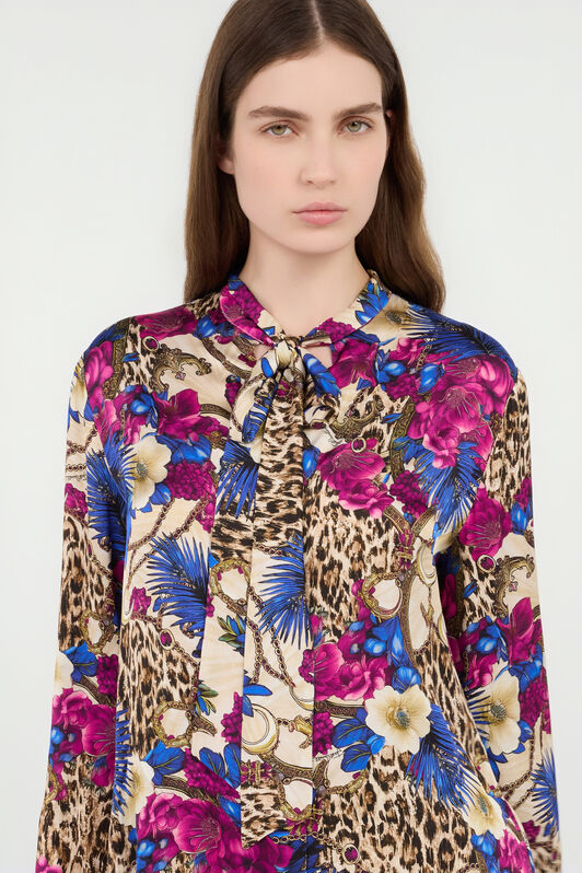 JC Camicia Stampa Flower Leo 700 BEIGE + 343 CILI VFT235-VF382