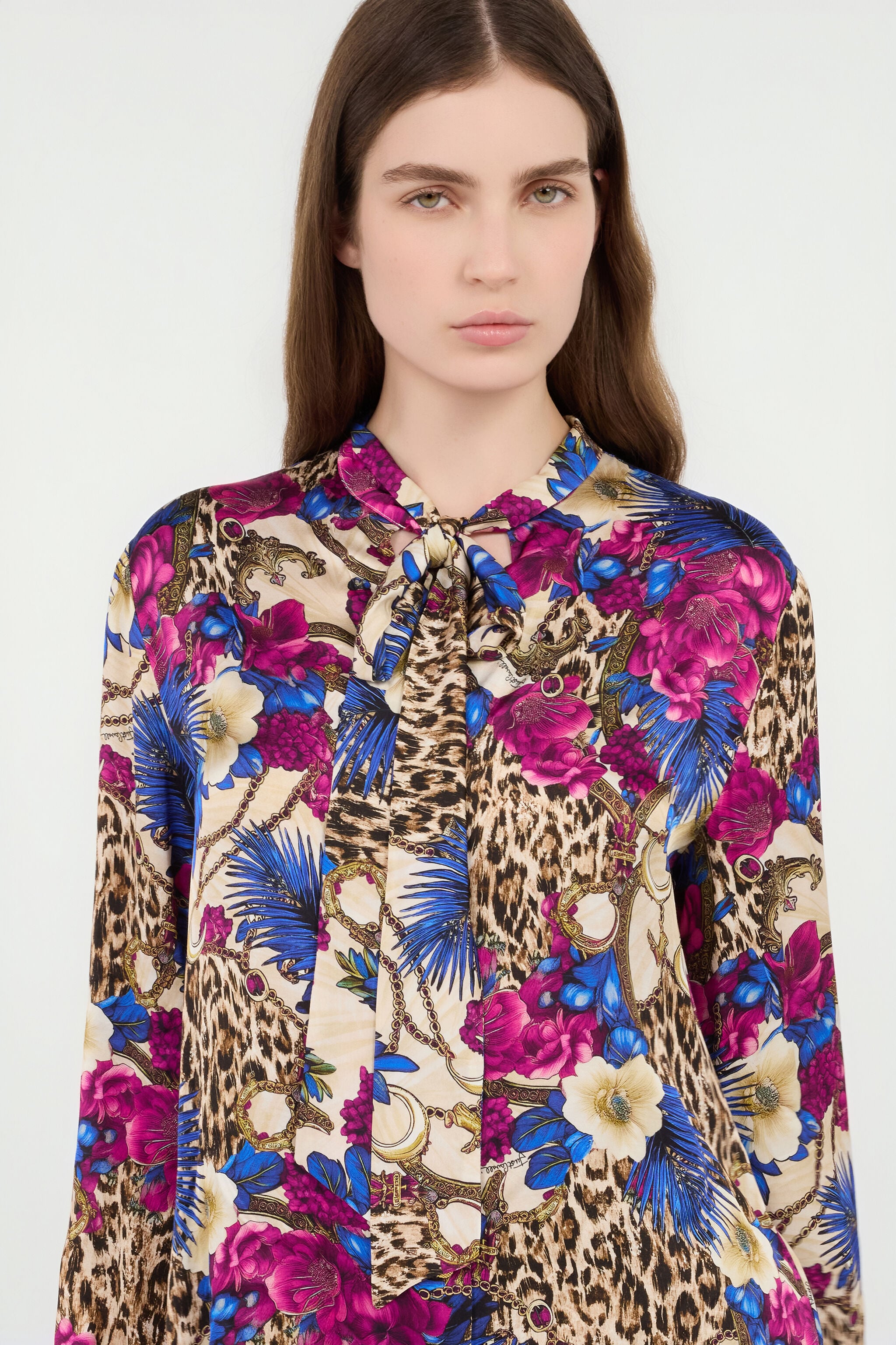 JC Camicia Stampa Flower Leo 700 BEIGE + 343 CILI VFT235-VF382
