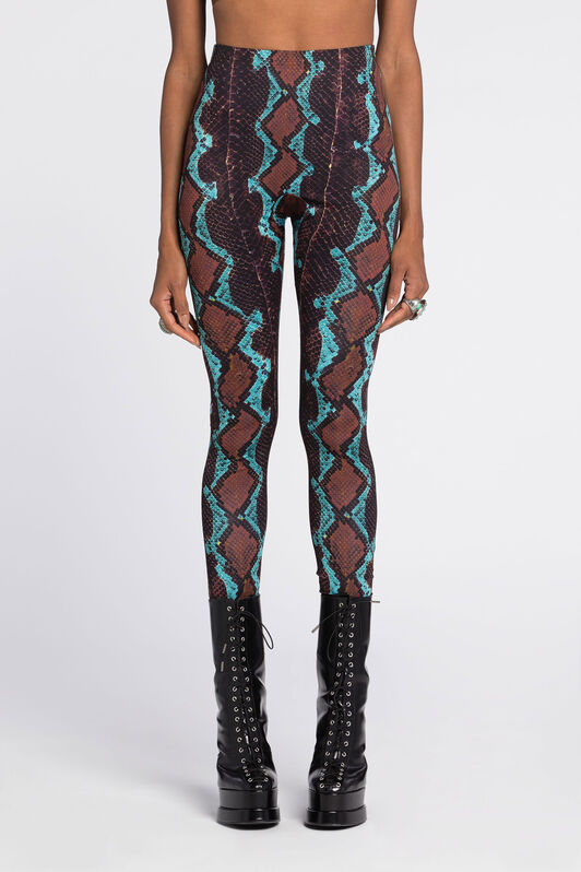 RC Snake-Print Leggings Dark brown/Light blue RKT25A-LNH22