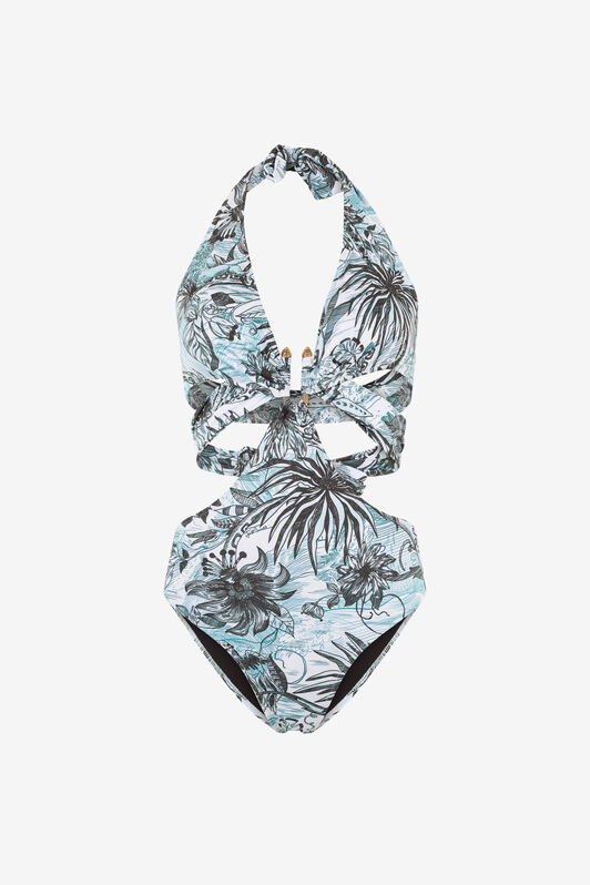 JC Swimsuit With Cut-Out And Jungle Print Light blue UFM022-UF272