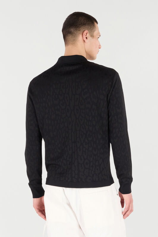 RC Long-Sleeve Knit Polo Shirt with Jaguar Skin RC Long-Sleeve Knit Polo Shirt with Jaguar Skin Black VRM641-MQ028