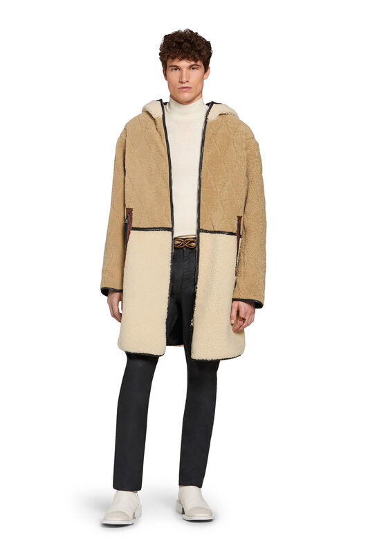 RC Reversible Lacon shearling parka CAMEL/IVORY JNP530-ZR002
