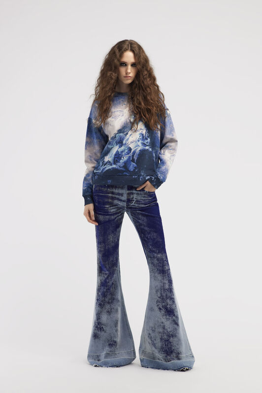 RC Sweatshirt with Denim Wild Leda print Dark blue RWT64C-2OI16