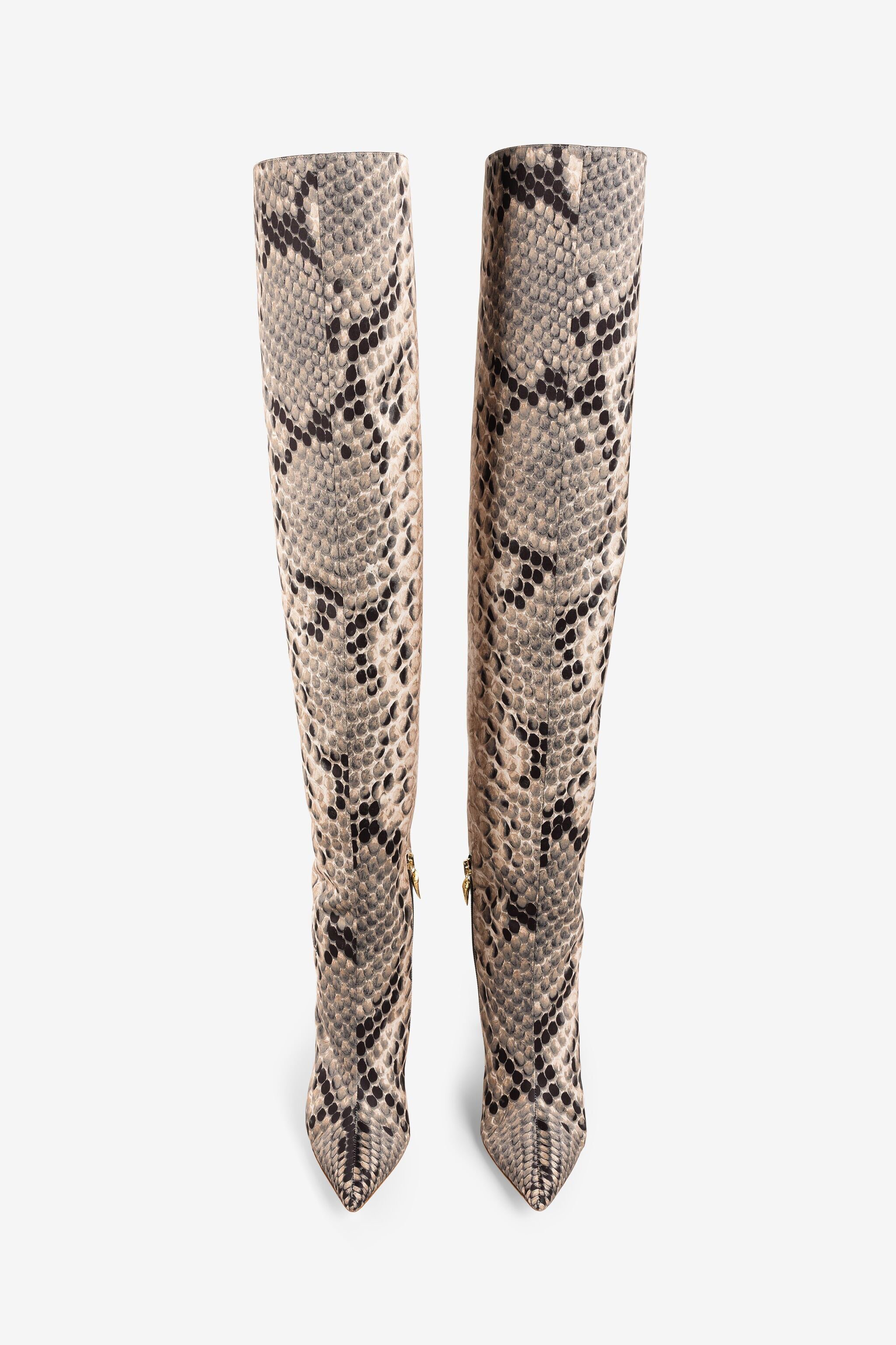 RC Python-embossed thigh-high boots ROCCIA QWS014-SE129