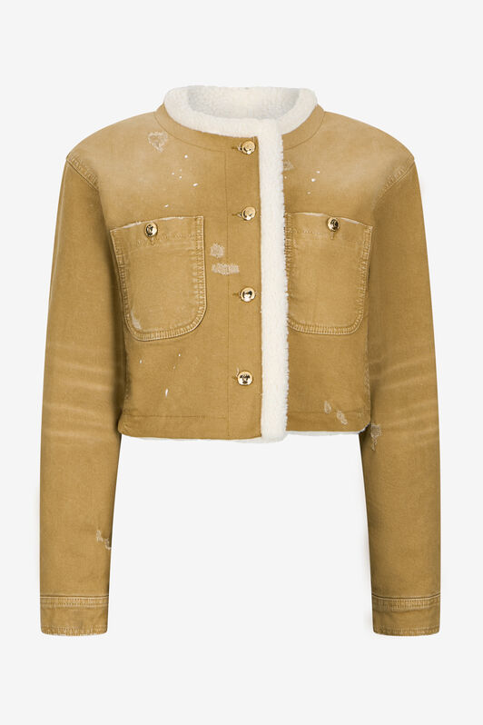 JC Camel Cropped Coat With Shearling Trim JC Camel Cropped Coat With Shearling Trim BEIGE VFT318-VF468