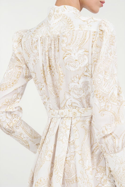 RC Abito Corto in Seta con Motivo Ornamental White WHITE WQT111-RLR36