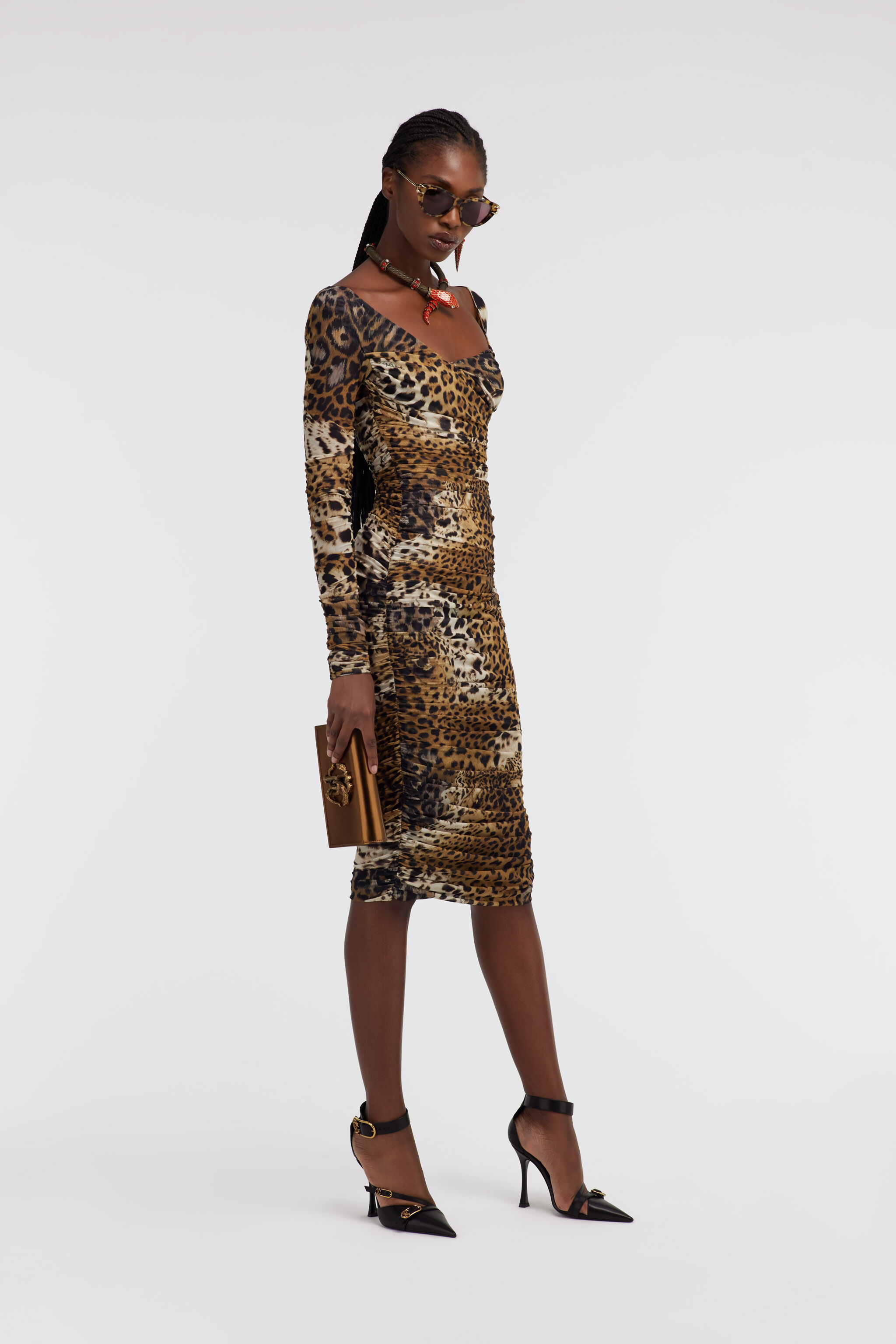 RC Stretch Jaguar Skin print dress Marron SKT140-6HG34