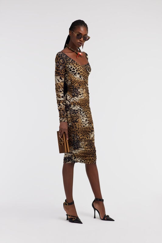 RC Stretch Jaguar Skin print dress RC Stretch Jaguar Skin print dress Marron SKT140-6HG34