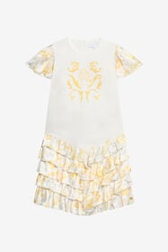 JU Children's Dress with Araldic print Milky white SJT174-2ML95