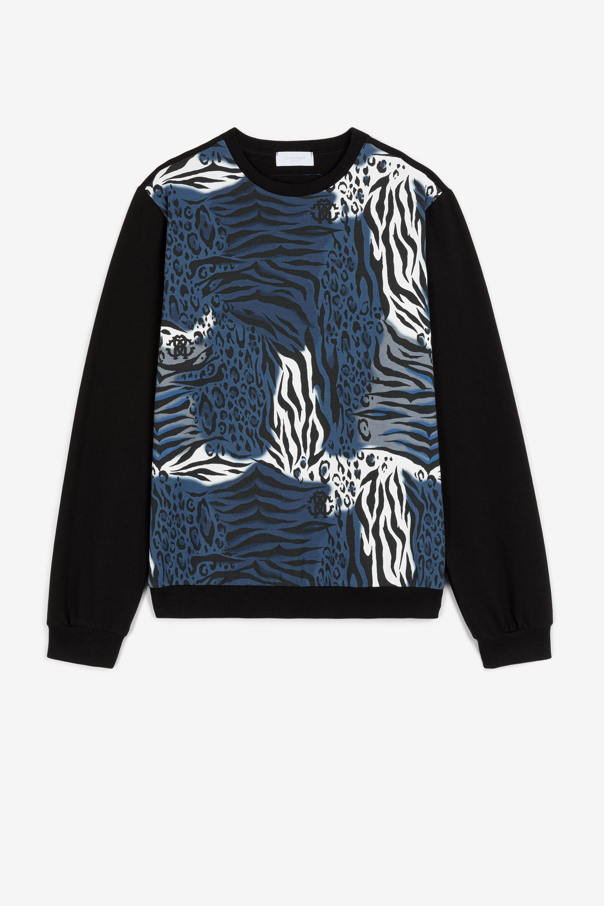 JU Zebra-print cotton sweatshirt Dark blue PJT981-CF050