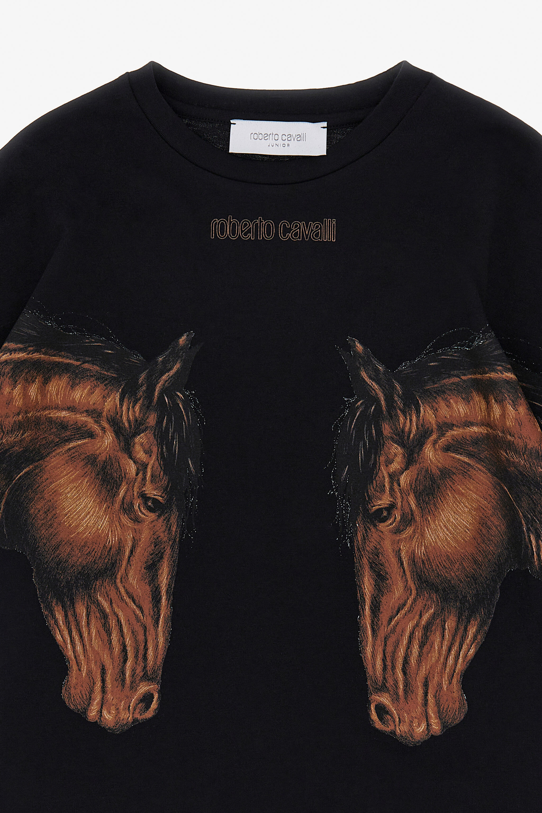 JU T-Shirt Con Stampa Cavalli BLACK TJT60R-JD001