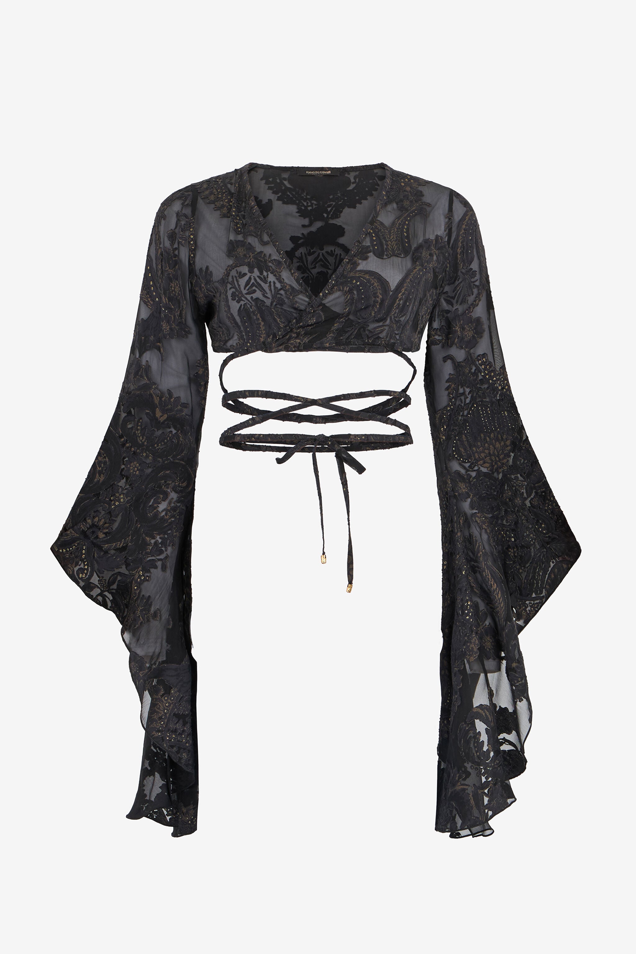 Ornamental Black Top in BLACK for Women | Roberto Cavalli®