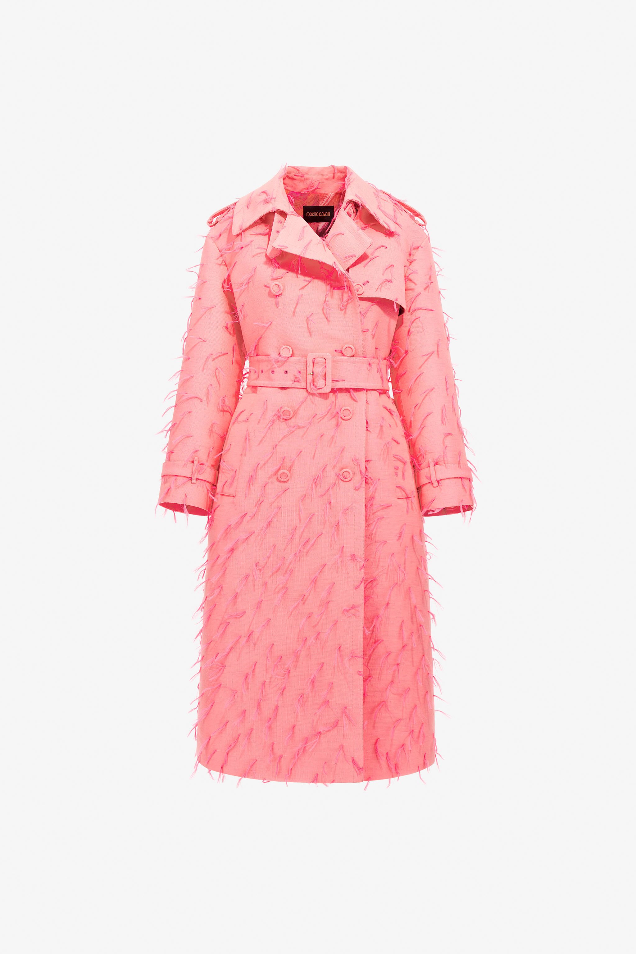 RC Coat with feathers Fuchsia SWT502-FA017