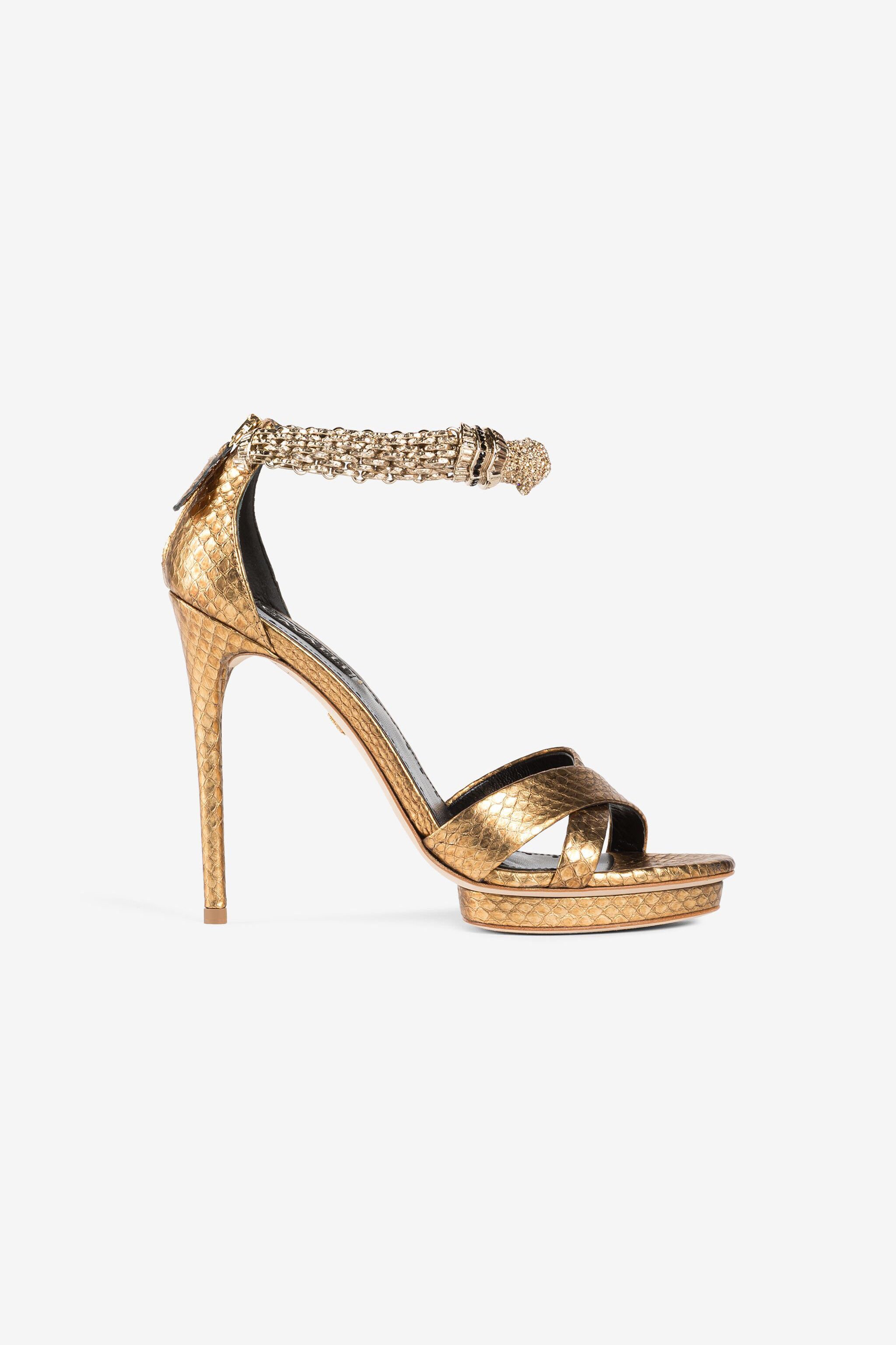 RC Panther-head high-heel sandals Gold OQS032-PA023