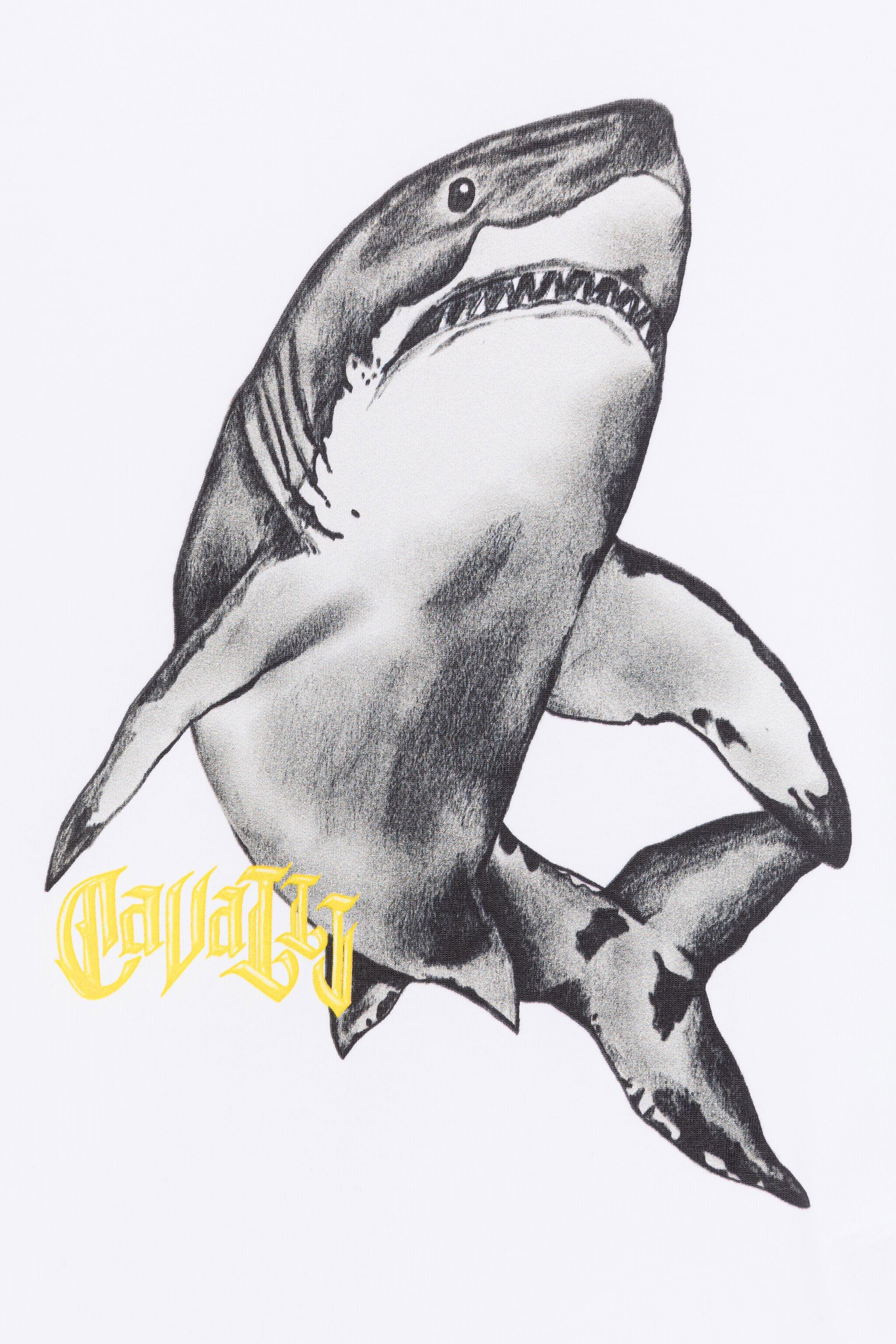 JU Shark-print short-sleeve T-shirt White QJT680-JV025