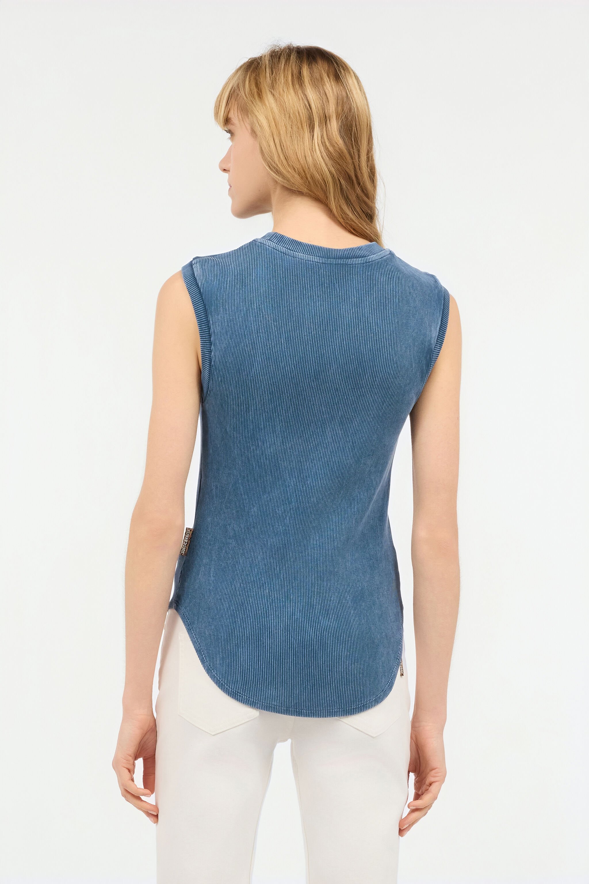 JC Camiseta Sin Mangas Con Monograma JC Azul UFT127-UF181